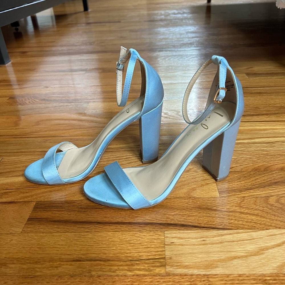 Lulu’s Taylor Baby Blue Satin Ankle Strap Heels